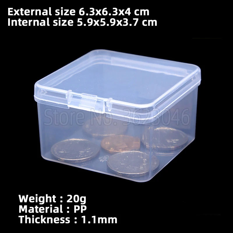 

10 pieces Square Tool Case Parts Accessory Organize Storage Screw Sample Transparent Box A66