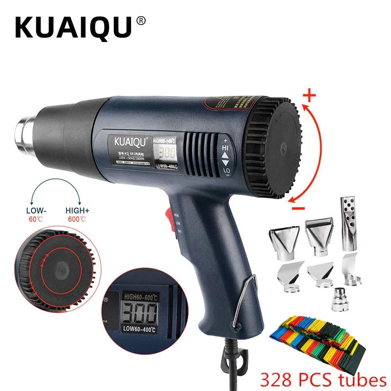 

1800W Industrial Plastic LCD Digitals Display Hot Air Gun Wind Rushing Machine Baking Gun Heat Shrinkable Hair Dryer 220V KQ881