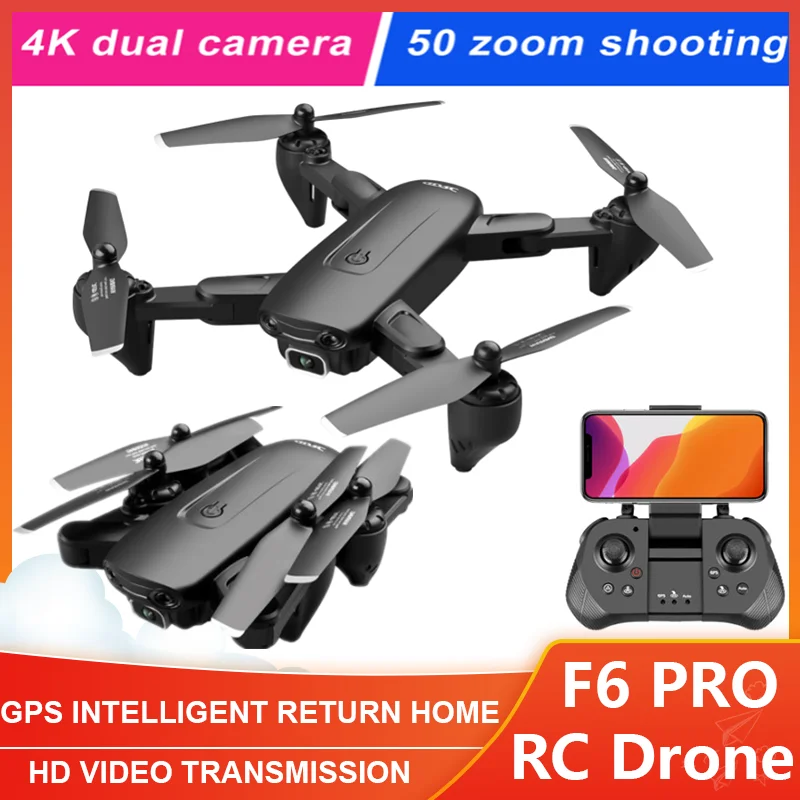 F6 GPS Дрон 4K HD Двойная широкоугольная камера для аэрофотосъемки вертолет с