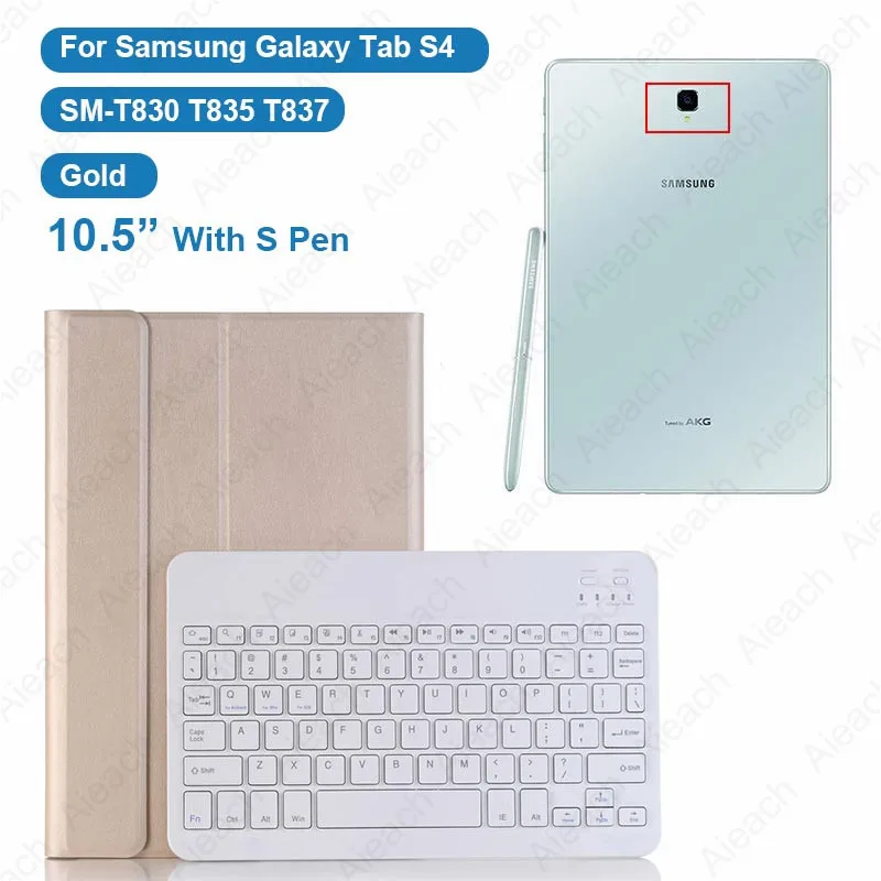 Samsung S4 Gold Чехол для samsung Galaxy A 10,1 8,0 A 10,5 чехол s Беспроводной Bluetooth клавиатура полное покрытие для samsung S5e S4 чехол - Цвет: Samsung S4 Gold