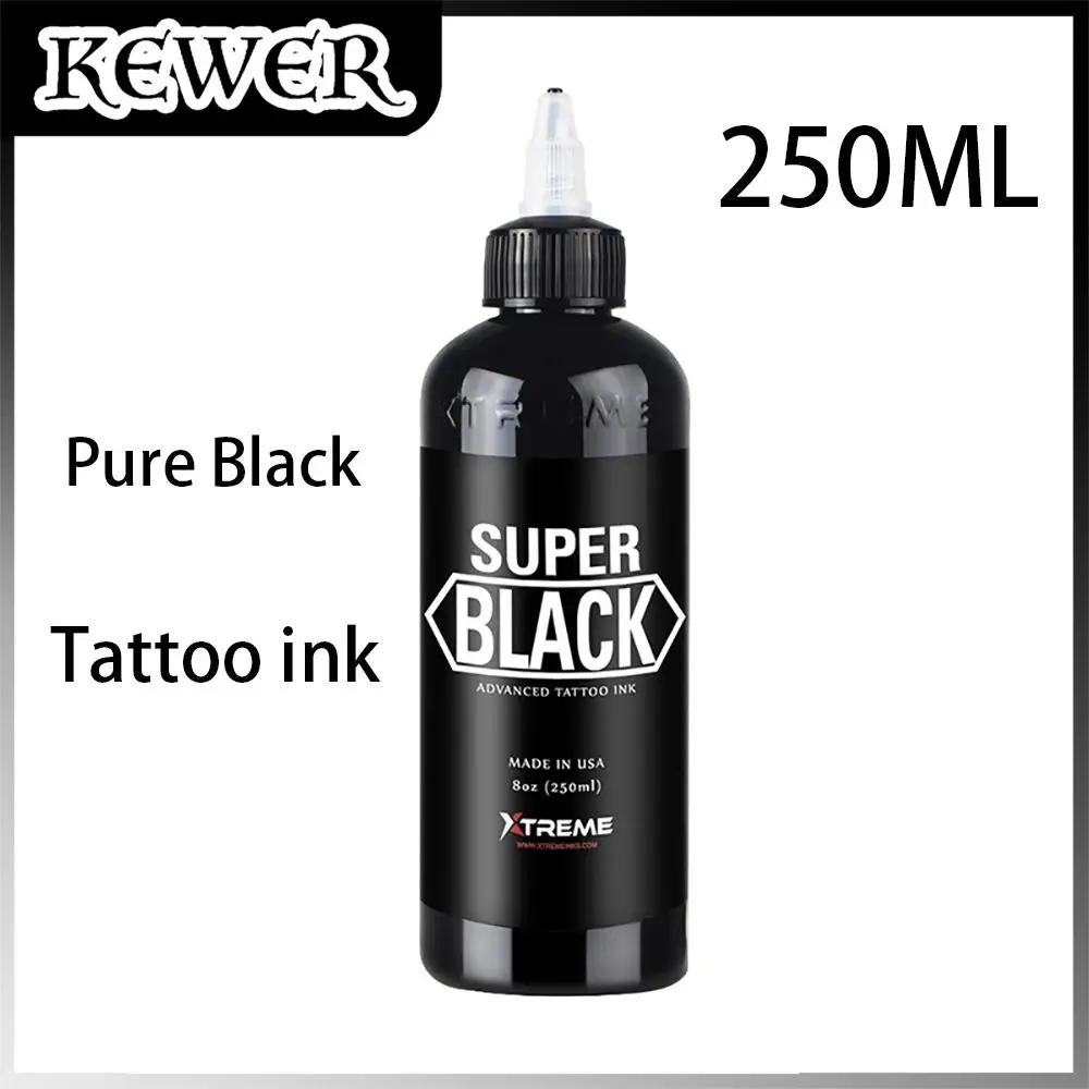 KEWER 250ML/Bottle Professional Tattoo Ink Black Pigments For Body Beauty Tattoo Art For Professional Use Tattoo Supplies