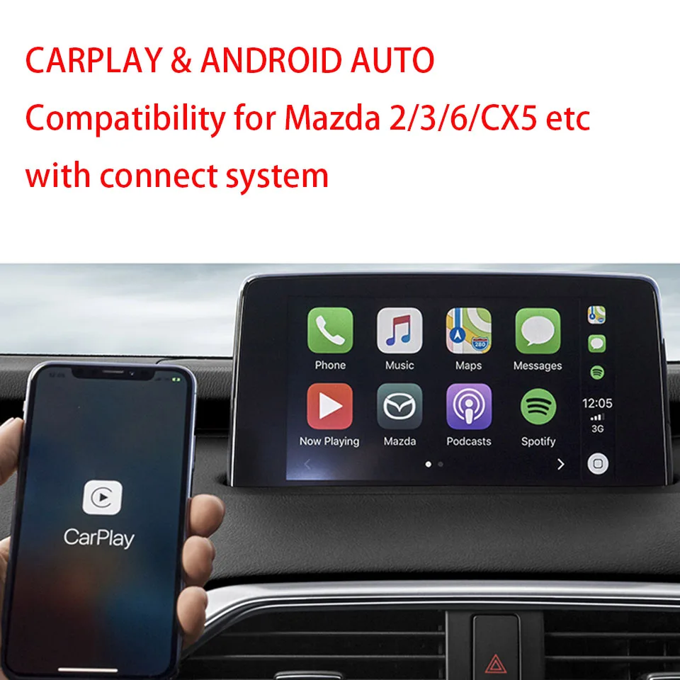 Зеркало для смартфона Android авто и Apple CarPlay Mazda 2 3 6 CX5 с подключением оригинальная