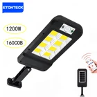 Светодиодный уличный фонарь на солнечной батарее 160COB, индукционный уличный водонепроницаемый светильник с дистанционным управлением для сада, двора