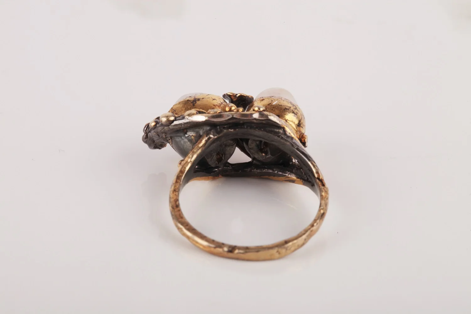 

UM US JEWELRY Pearl Cubic Zirconia Gold Plated 925 Sterling Silver Women 'S Ring