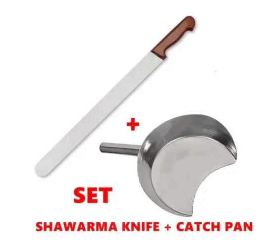 

50 cm / 20 inch GYRO SHAWARMA Stainless Steel KNIFE and Catch Drop Doner Pan for Machine FULL SET MADE IN TURKEY
