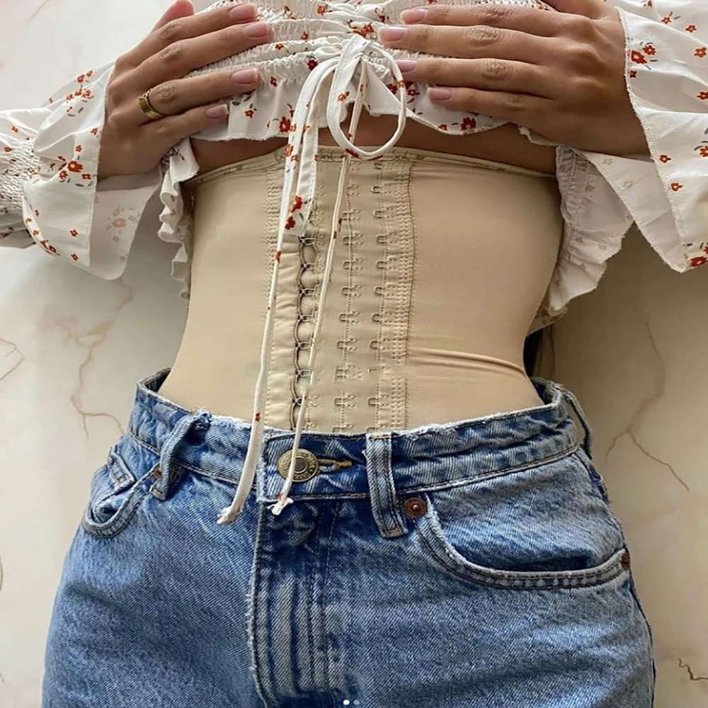 2-layer Latex Patterned Corset 9 Steel Bone Waistband Explosive Sports Skims fFitness Belly Corset Ladies Girdle Birth Control