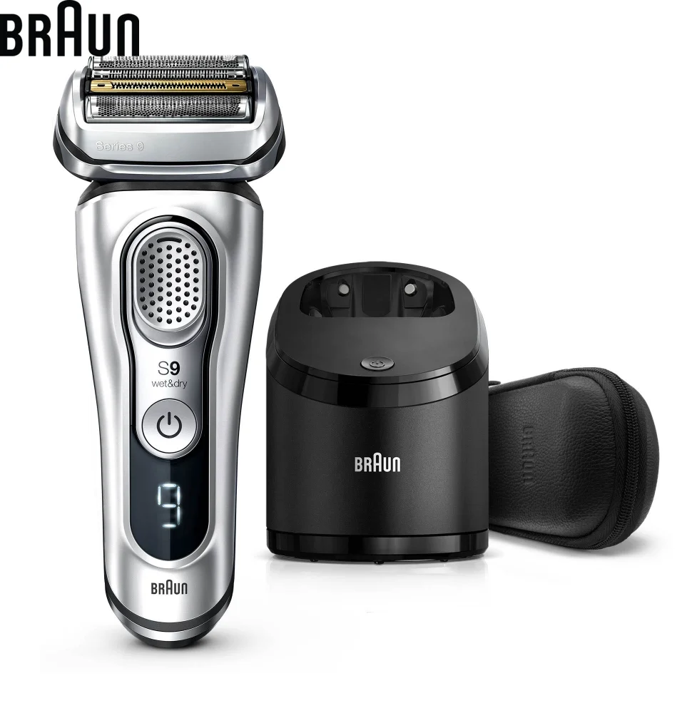 Электробритва Braun Series 9 9390cc со станцией Clean&Charge с функцией сушки и кожаным футляром