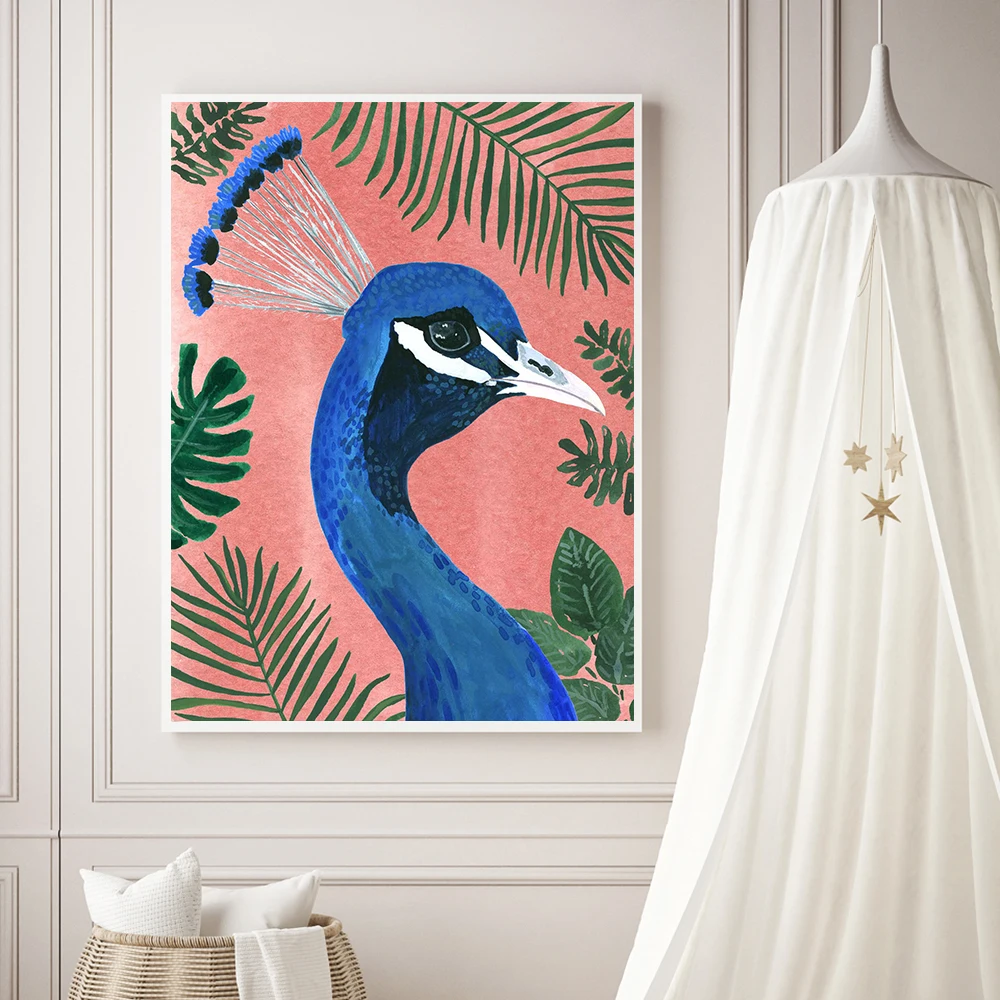 Картина на стену с изображением фламинго тропических джунглей | Дом и сад