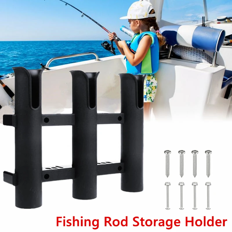 

Three Tube Fishing Rod Holder Outdoor Fishermen Lure Pole Base Fixing Support Stand with Screws