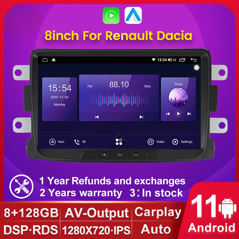 8+128G 2 Din Android 11 Carplay Автомобильное радио для Dacia Sandero Duster Renault Captur Lada Xray Logan