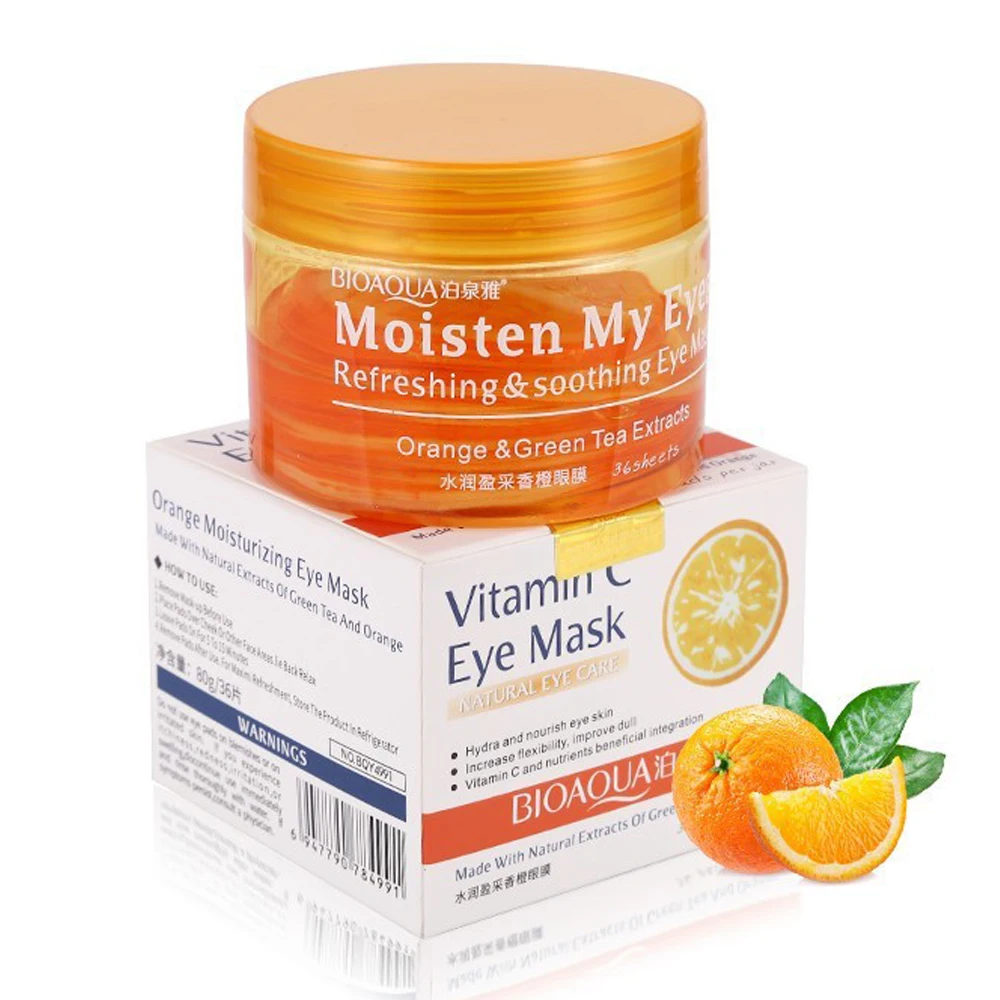 Тканевые патчи для глаз с витаминами и экстрактом зеленого чая BIOAQUA Vitamin C Eye Mask (36