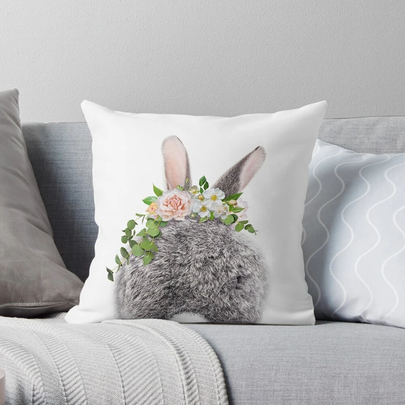 

Animal Pillow Cover Printed 45x45 Cushion Cover Decorative Pillows For Sofa Pillow Case Home Decor Easter Rabbit Pillow Cover