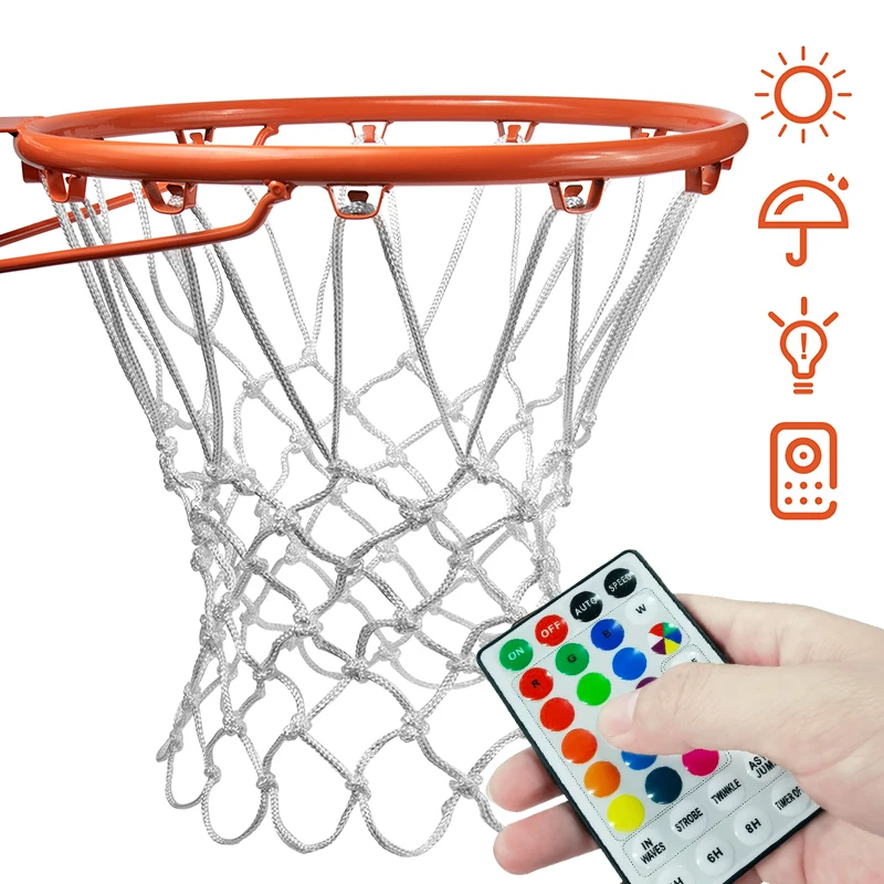 

Светодиодная баскетбольная сетка, стандартная сетка для баскетбола, сменная уличная спортивная сетка с дистанционным управлением, меняет ...