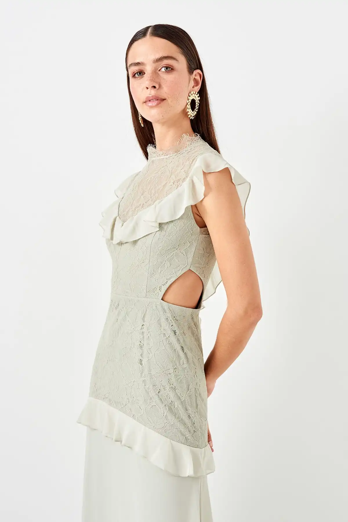 Trendyol маховик детальное вечернее платье TPRSS19DE0069 | Свадьбы и торжества