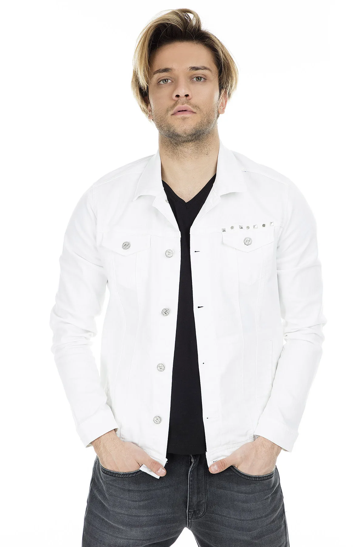 С пятью карманами 5 джинсовая куртка мужская 2028 F688DAVID|Мужские куртки| |