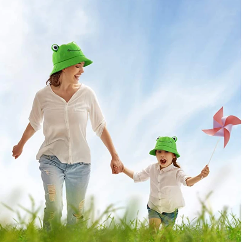 

2pcs Smile frog fishman hat for woman man female cute cartoon design good for outdoor beach spring summer size 56-58cm for head