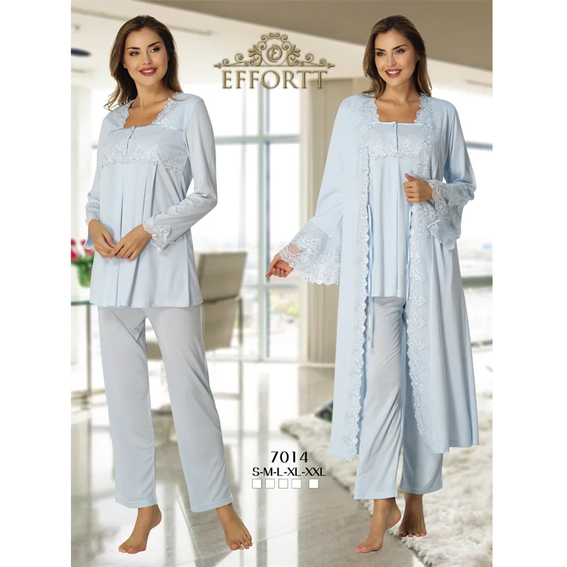 Enlarge Women's Pajamas Set And Dressing Gown Turkish Cotton Production Lacy Pregnant Hospital Birth Comfortable Home Wear Soft Fabric
