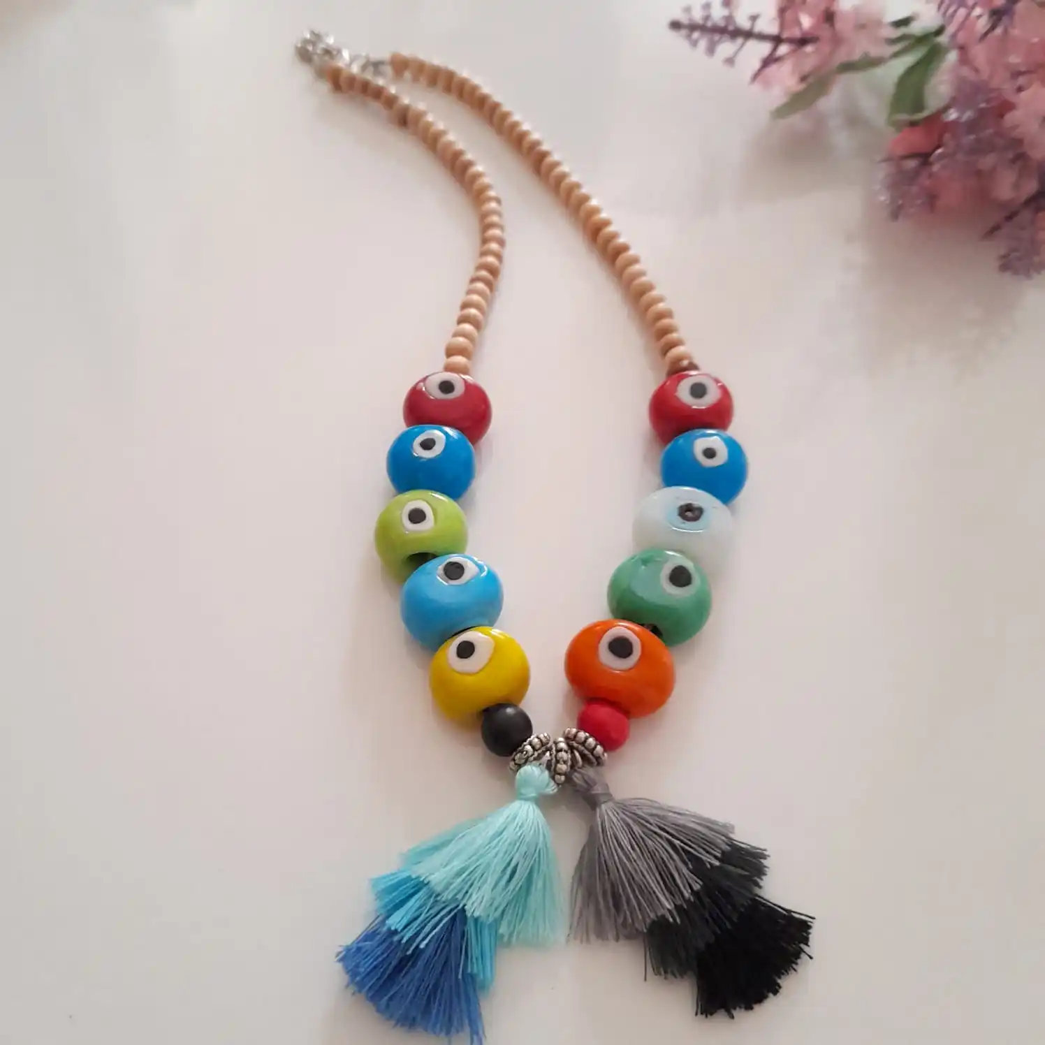 

Goodtime Evil Eye Beaded & Basement Stone Necklace Women Handmade Jewelry