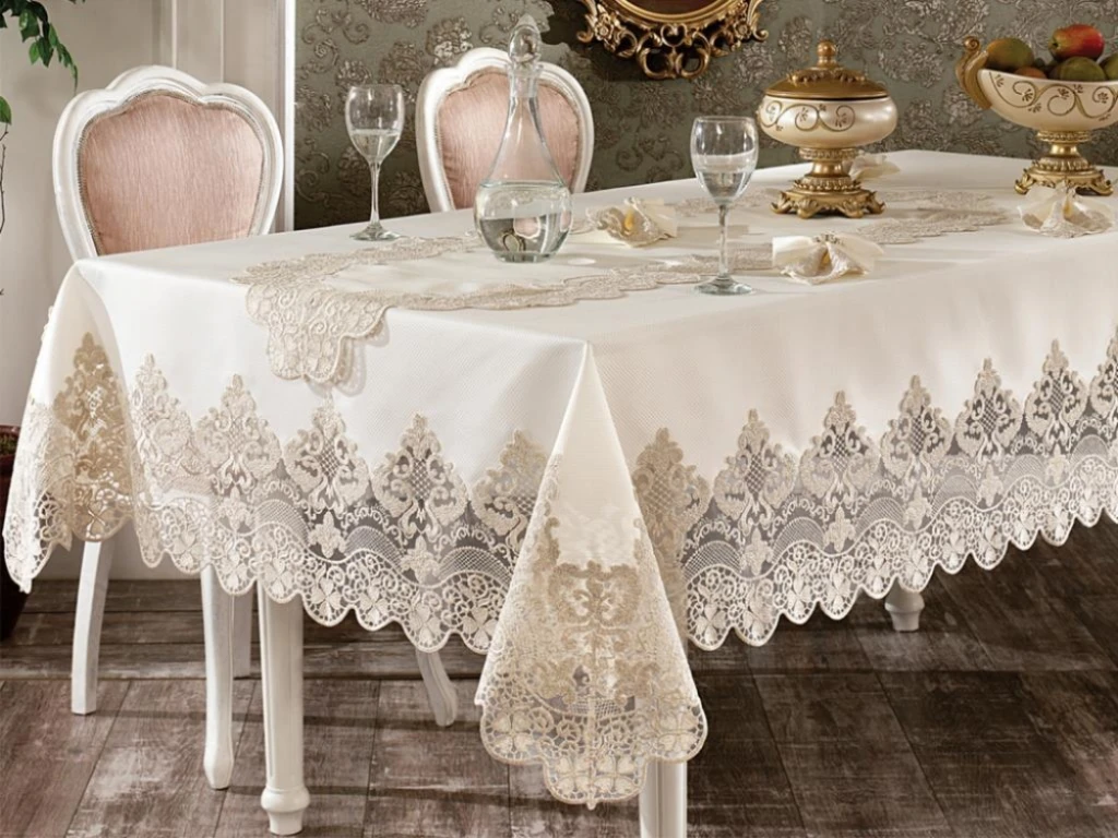 

Set tablecloth Ruby Guipure French 160x300 Cm - 26 PCs