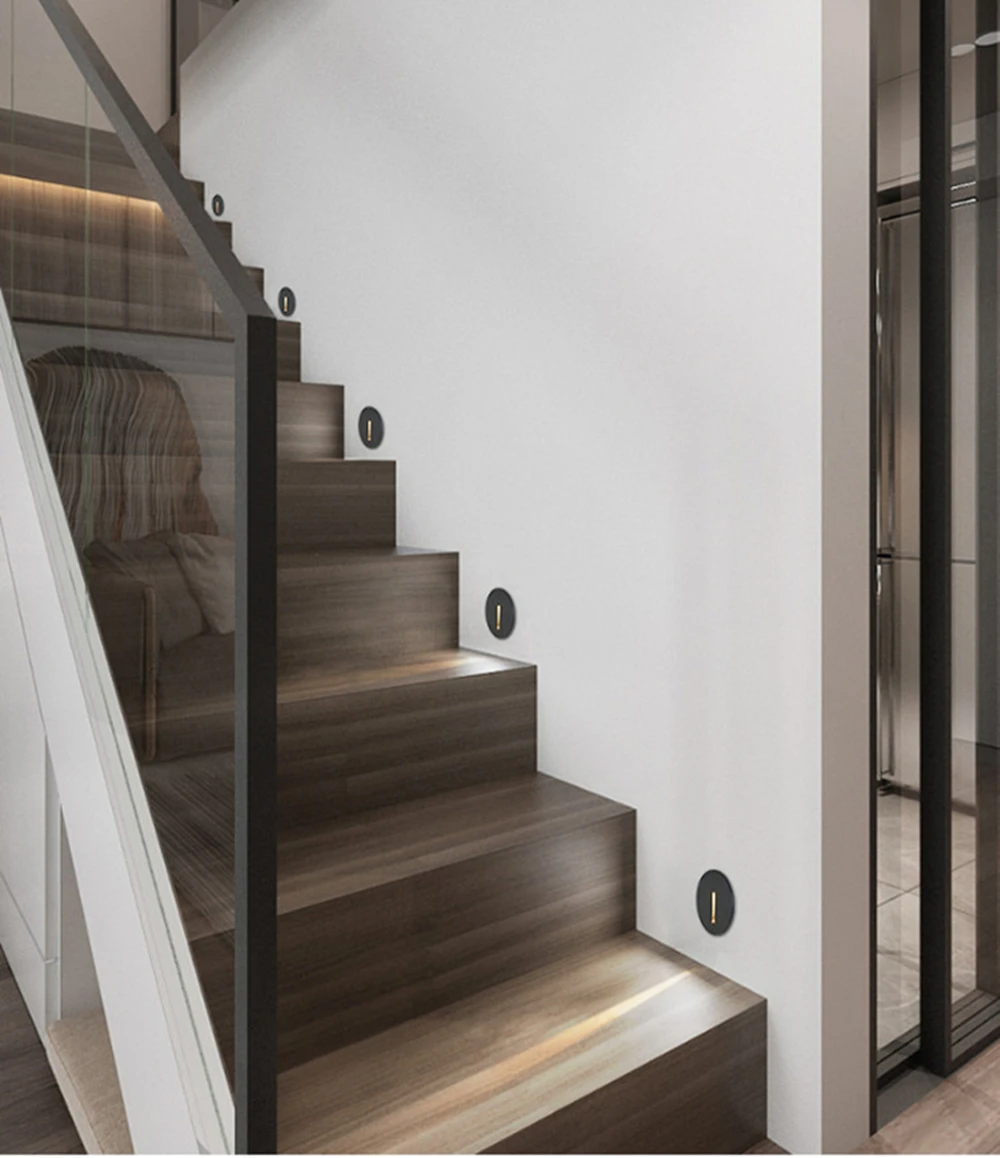 

1W Led Recessed Stair Light for Stairs Loft Hallway Corner Wall Lights 85-265V Indoor Staircase Lighting Step Lamps Dropshipping