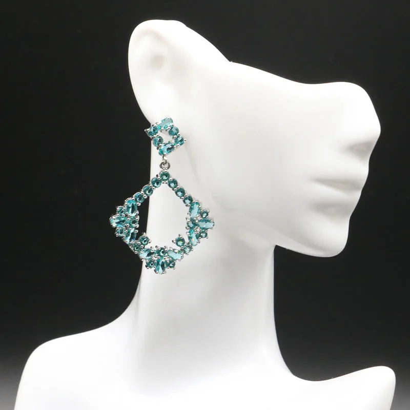 45x31 мм Европейский Стиль Длинные большие созданные богатые синие аквамариновые