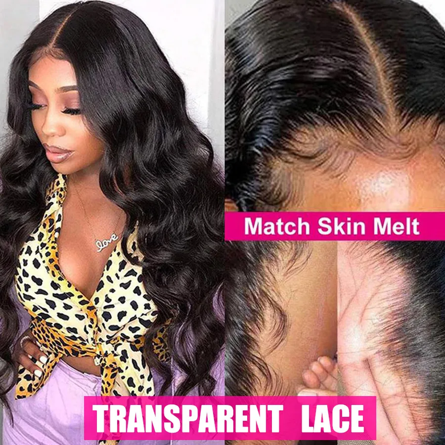 Transparent 30 32 Inch Body Wave Lace Front Wig Wigs Glueless Preplucked For Women Human Hair Remy T | Шиньоны и парики