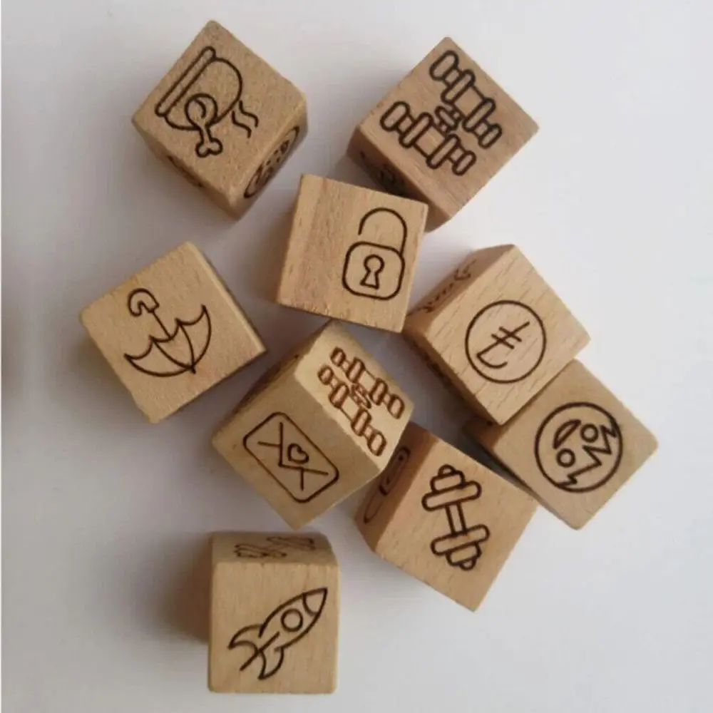 

New Wooden Let's Tell Story Cubes Mental Development Kids Toys Montessori Imagination Creativity Teller