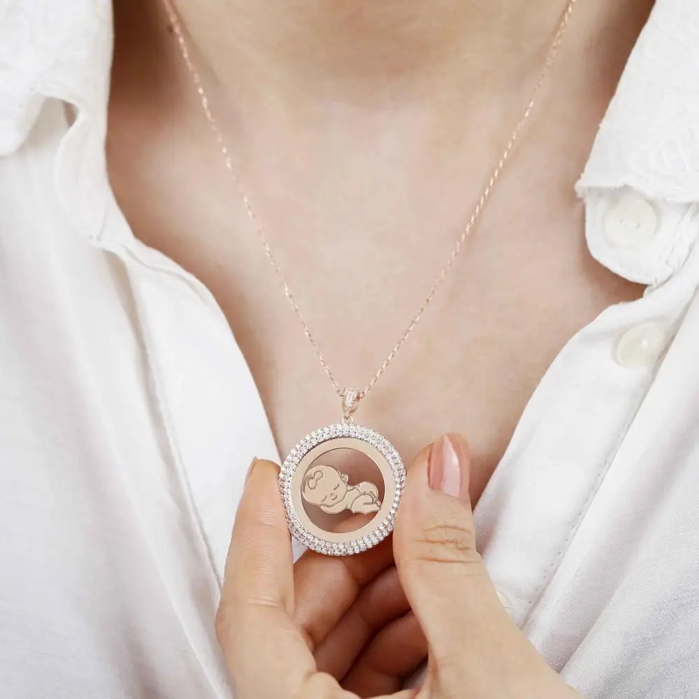 

Vaoov 925 Sterling Silver Double Row Stone Birth Necklace