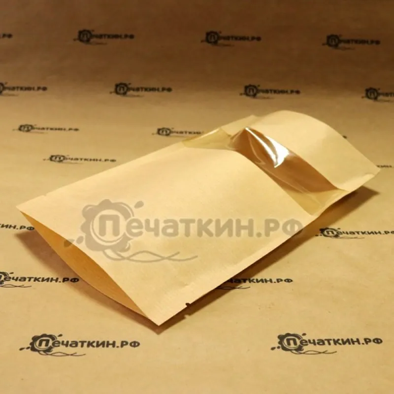 Упаковка крафт пакет doypack 1016 с замком зип прозрачным окном для продуктов питания