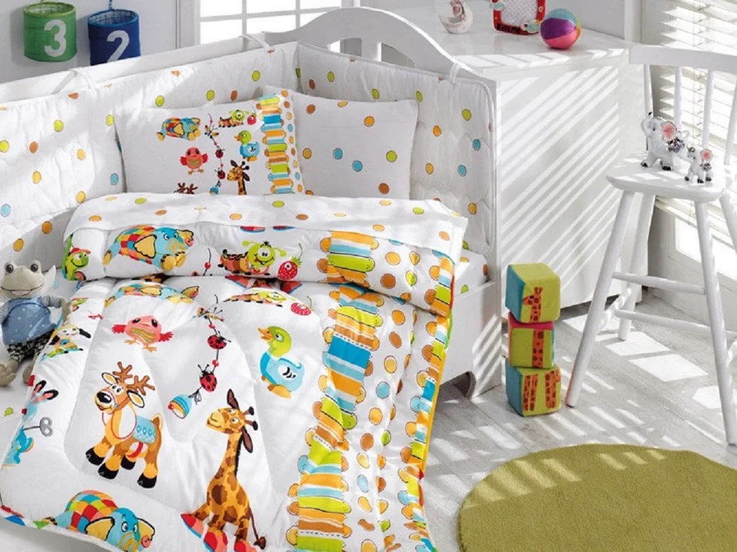 Made in Turkey JOURNEY Infant Baby Crib Bedding Bumper Set For Boy Girl Nursery Cartoon Animal Baby Cot Cotton Soft Antiallergic