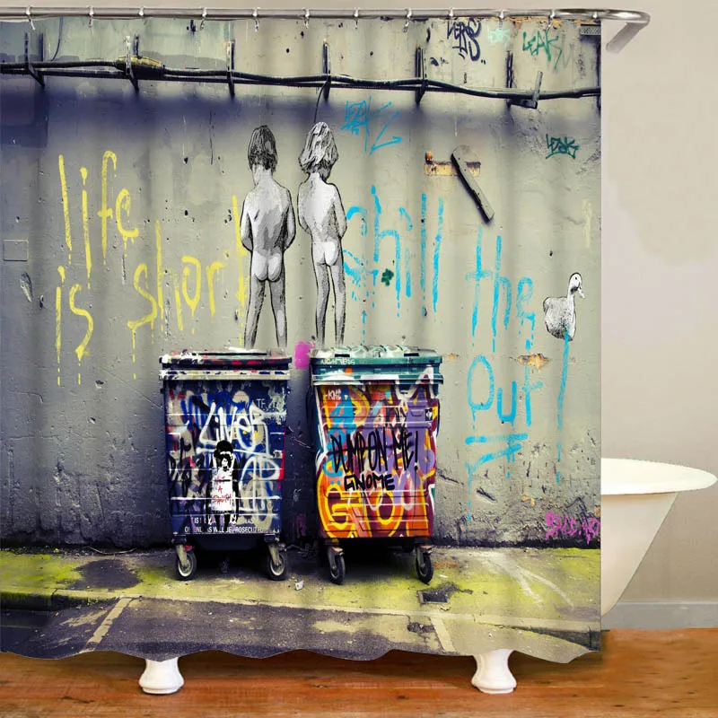 Граффити Бэнкси набор художественных занавесок для душа уличное искусство Life Is