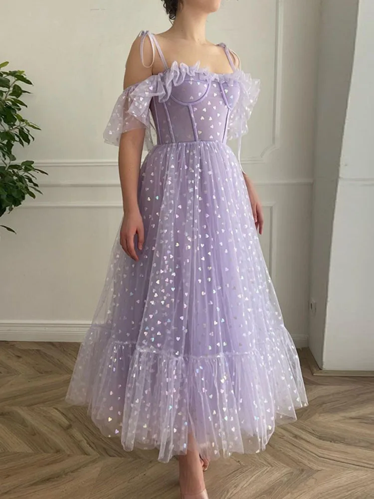lavender tulle prom dress