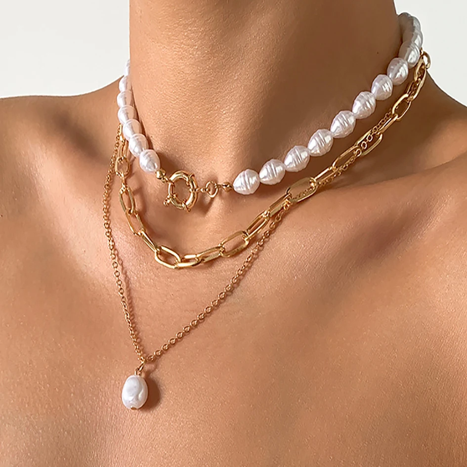 жемчужное ожерелье Комплекты украшений женское колье с подвеской цепочка