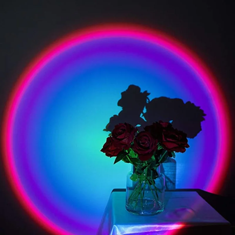

USB Rainbow Sunset Red Projector Led Night Light Sun Projection Desk Lamp for Bedroom Bar Coffee Store Wall Decoration Lighting