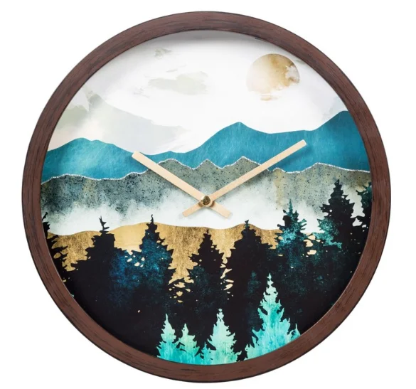 

Pine Tree Wall Clock Stylish Wall Decor Colorful Elegant High Quality 30cm
