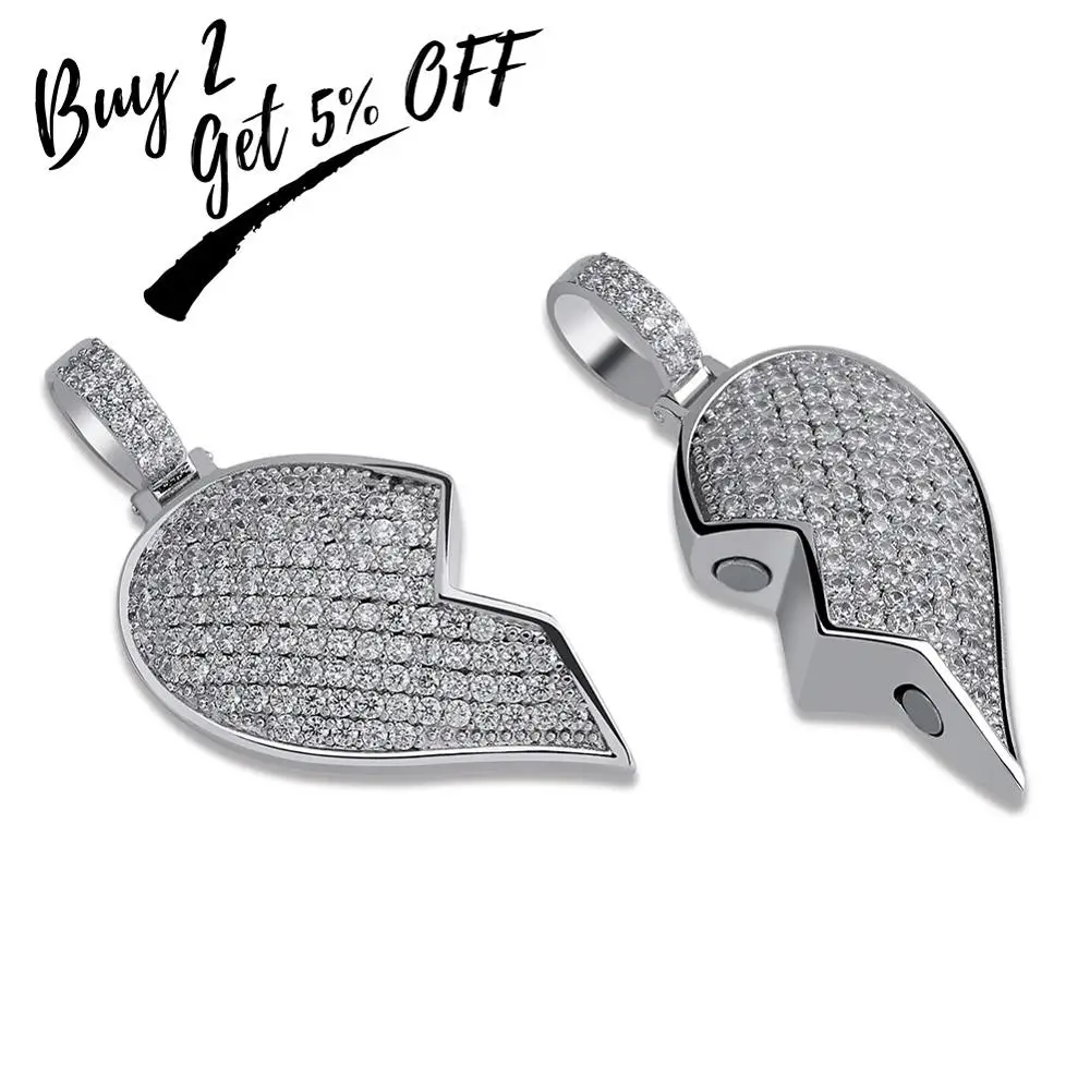 Цепочка с подвеской в виде сердца магнитом серебристого и золотого