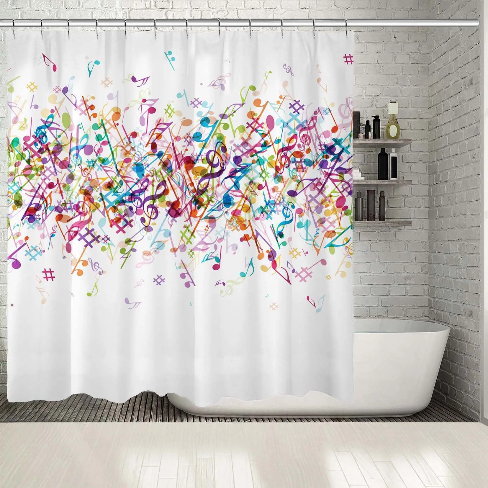 Занавеска для душа Красочные Музыкальные ноты узоры праздник Веселая