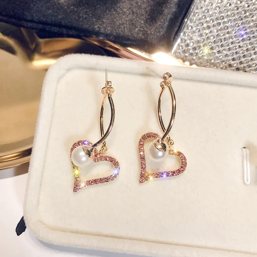 Корейские 925 пробы серебряные иголки жемчужные полые любовь пятиконечная звезда