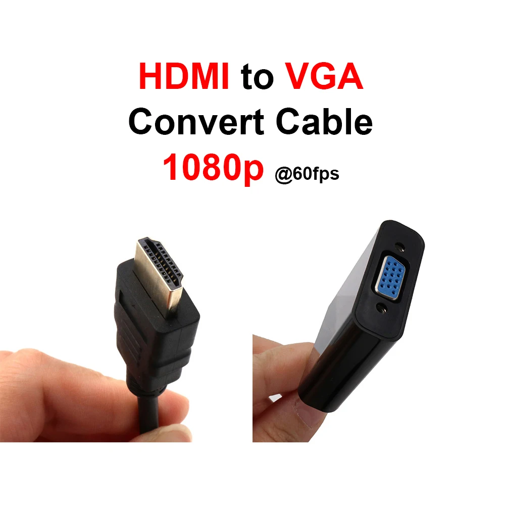 Кабель-преобразователь HDMI-VGA 1080p @ 60 Гц штекер-гнездо Позолоченный разъем адаптер HDMI-VGA