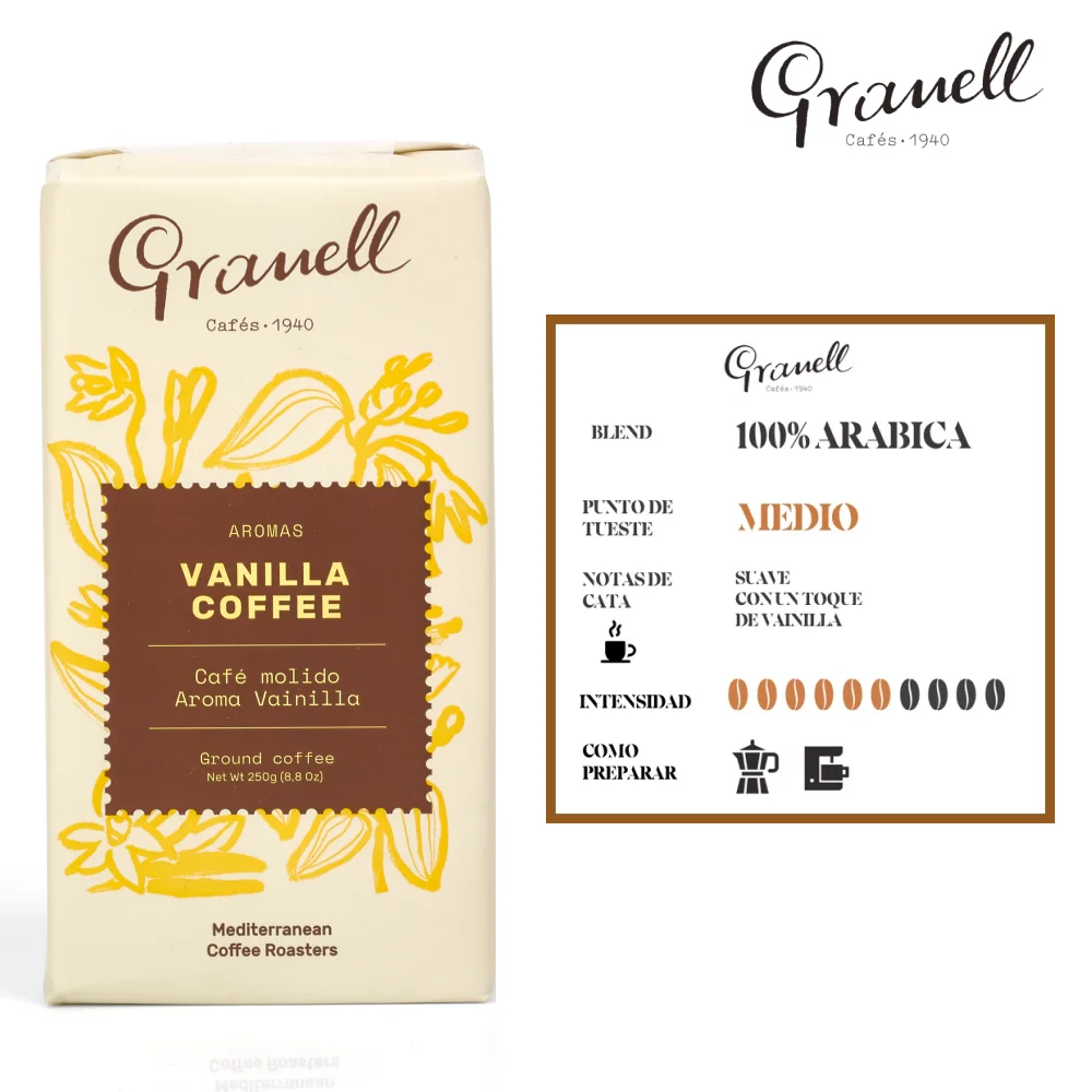 Cafes-1940 Granell - Pack tasting scents | Ground coffee-coffee with a touch of vanilla cinnamon Chocolate or hazelnut 1000g Продукты
