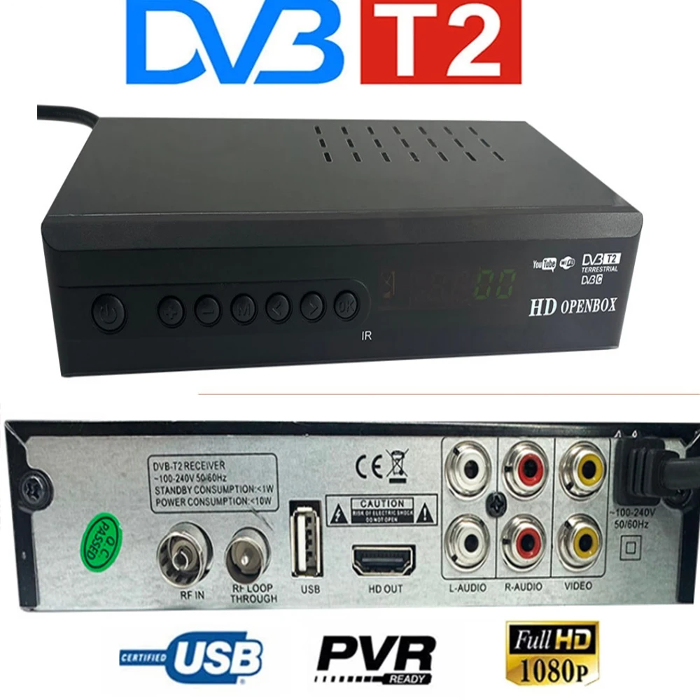 DVB T2 C цифровой ТВ тюнер приемник WI FI 1080P декодер формата HD TV Box c H.264 Youtube русский