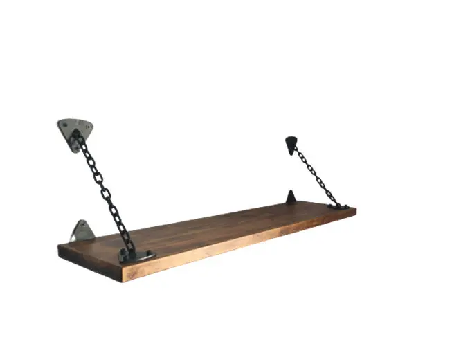 

Home 16X50 cm Wooden Chain Hanger Double Wall Shelf