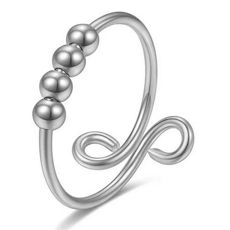 

Creative Free Rotation Beads Finger Ring For Women Men Decompression Anti-stress Anxiety Relax Adjustable Rings Fashion Jewelry