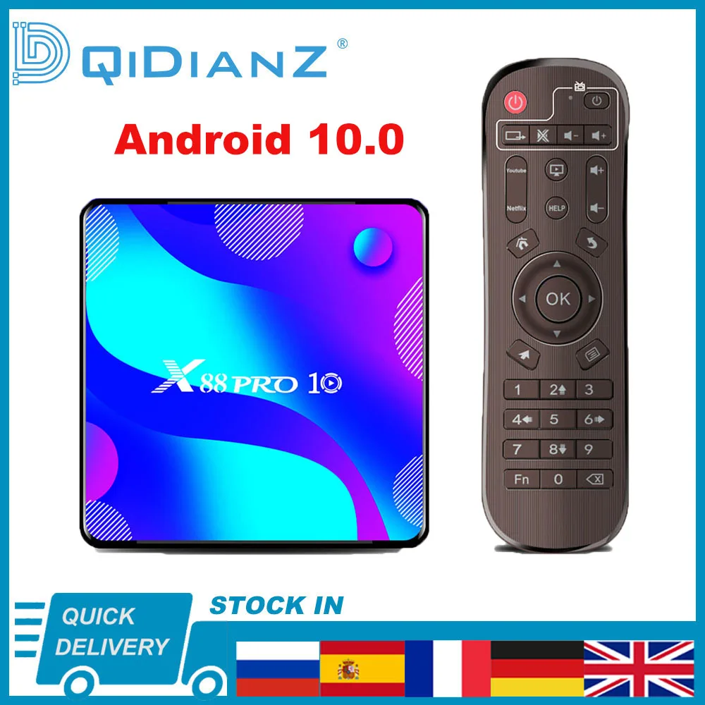 

X88 PRO 10 Android 10.0 Smart TV Box 4K 1080P RK3318 Wifi BT 4.0 x88pro10 Quar Core 64bit media player