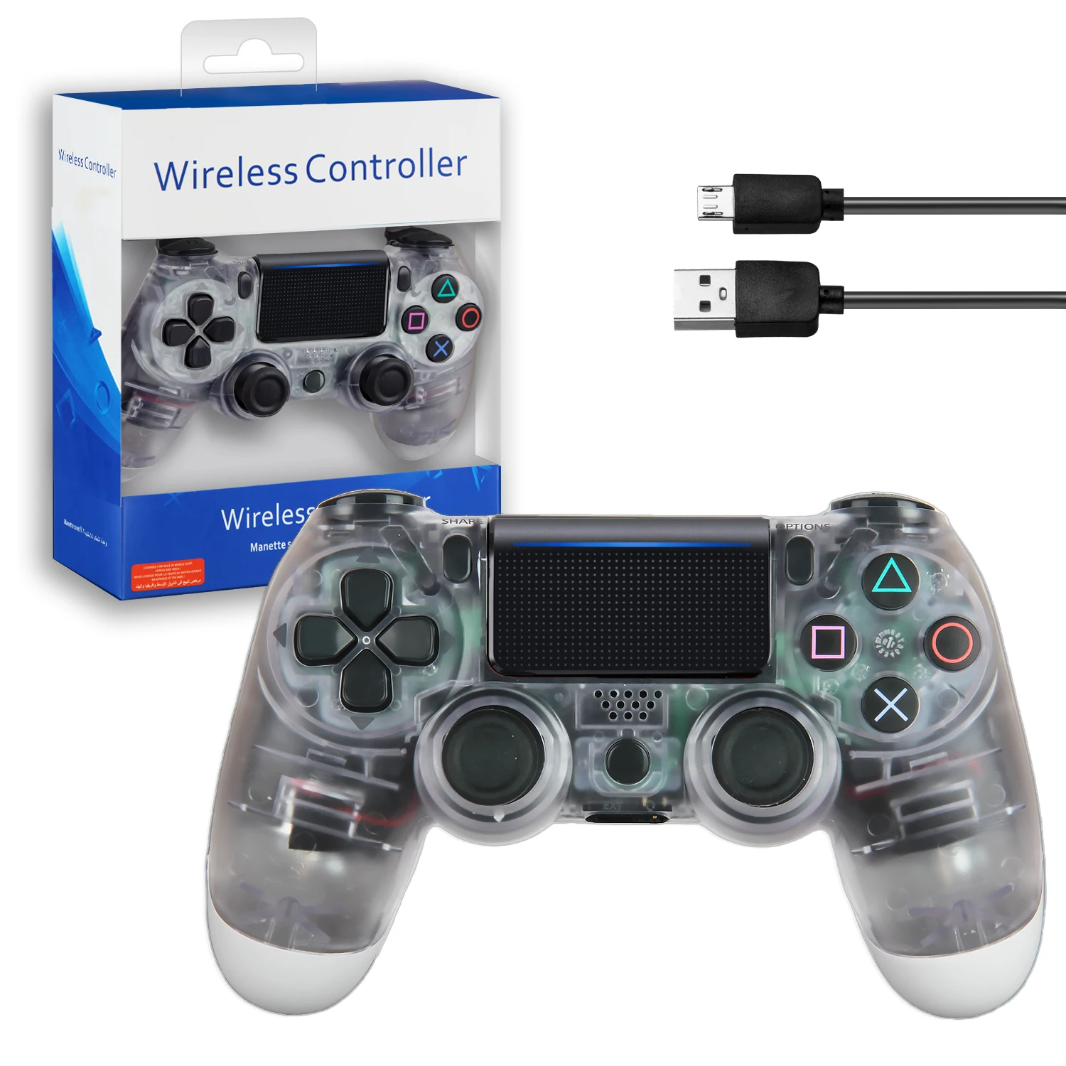 Беспроводной Bluetooth геймпад для PS4 + зарядка контроллер IOS Android PS5 PC прозрачный