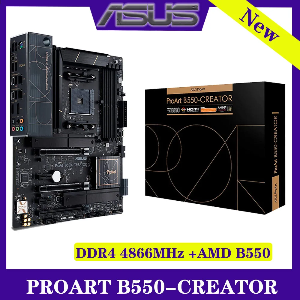 

Socket AM4 Asus PROART B550-CREATOR Motherboard DDR4 4866MHz 128GB PCIe 4.0 USB 3.2 M.2 AMD B550 ATX Mainboard Placa-mãe AM4 New