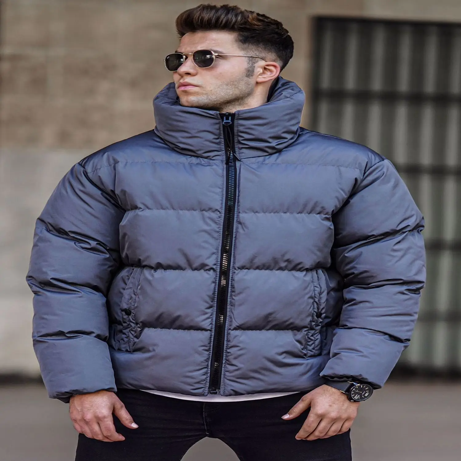 Men's Straight Inflatable Coat Male all season Ultra lightweight Packable down jacket water and wind resistant breathable jacket big size