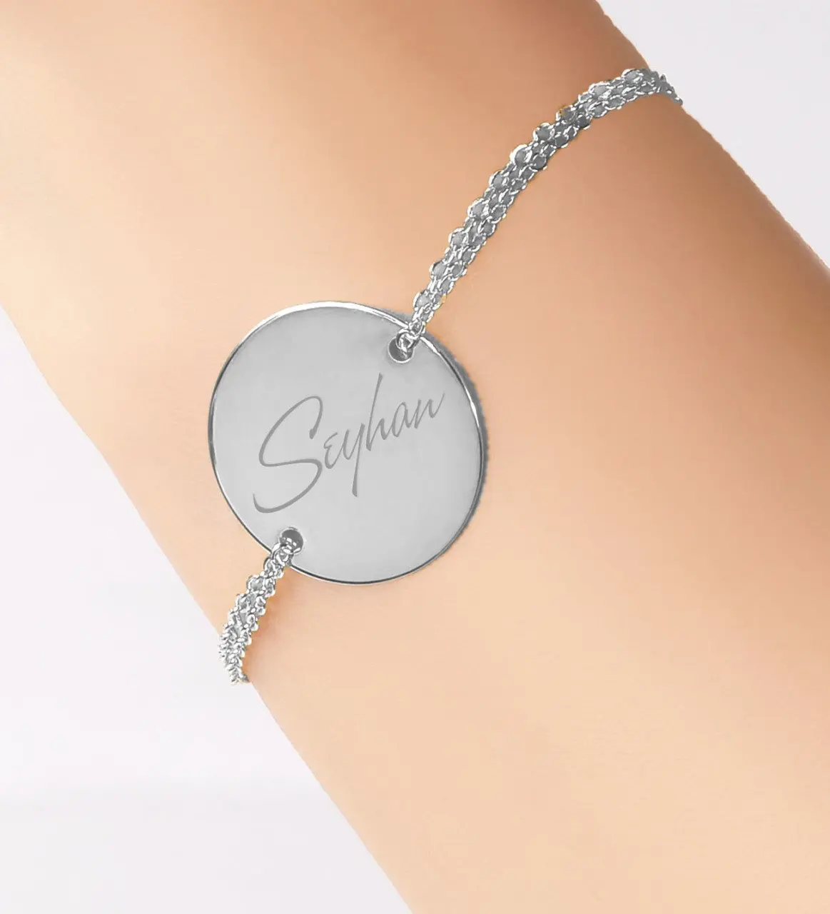 

Персонализированные круглые серебряные пластины браслет