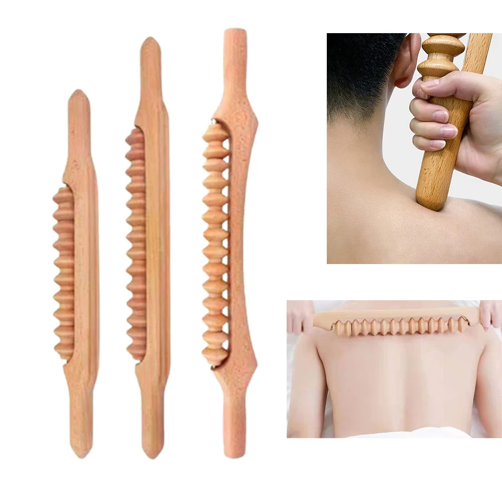 

Wooden Therapy Roller Natural Beech Wood Exercise Rod Sport Injury Body Leg Shoulder Massager Scraping Tool Muscle Release Stick