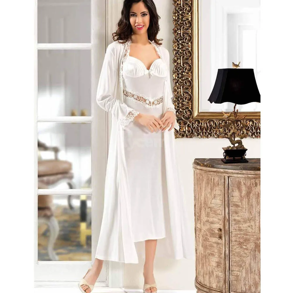 Женская хлопковая длинная ночная рубашка из чистого белого хлопка комплект 6